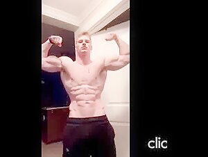 Muscled blonde hunk armpit flex