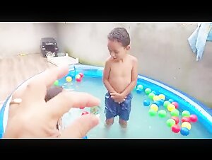 Little Boy Excited Swiming
