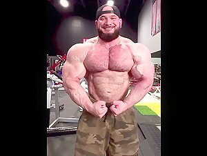 Jacked Hairy Beast Flexing