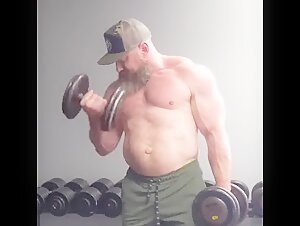 Massive manly Canadian strong white bull dad working out