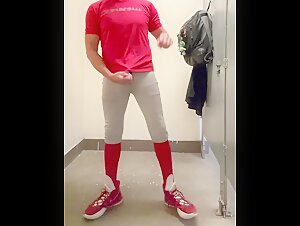 Alpha Baseball Jock Fun with JockDad87 in the Public Bathroom