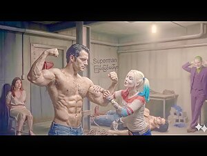 Superman flexing
