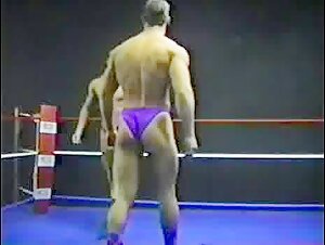Muscle boy thong wrestling