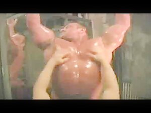 Bodybuilder oiled up