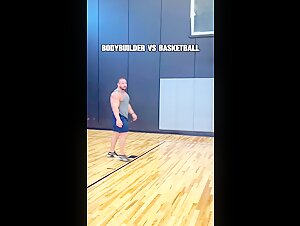Bodybuilders Playing Basketball