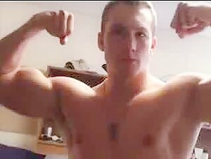 Hot AF Frat Stud Flexes Biceps and Cums
