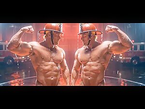 Blond Hunk Firemen Stage